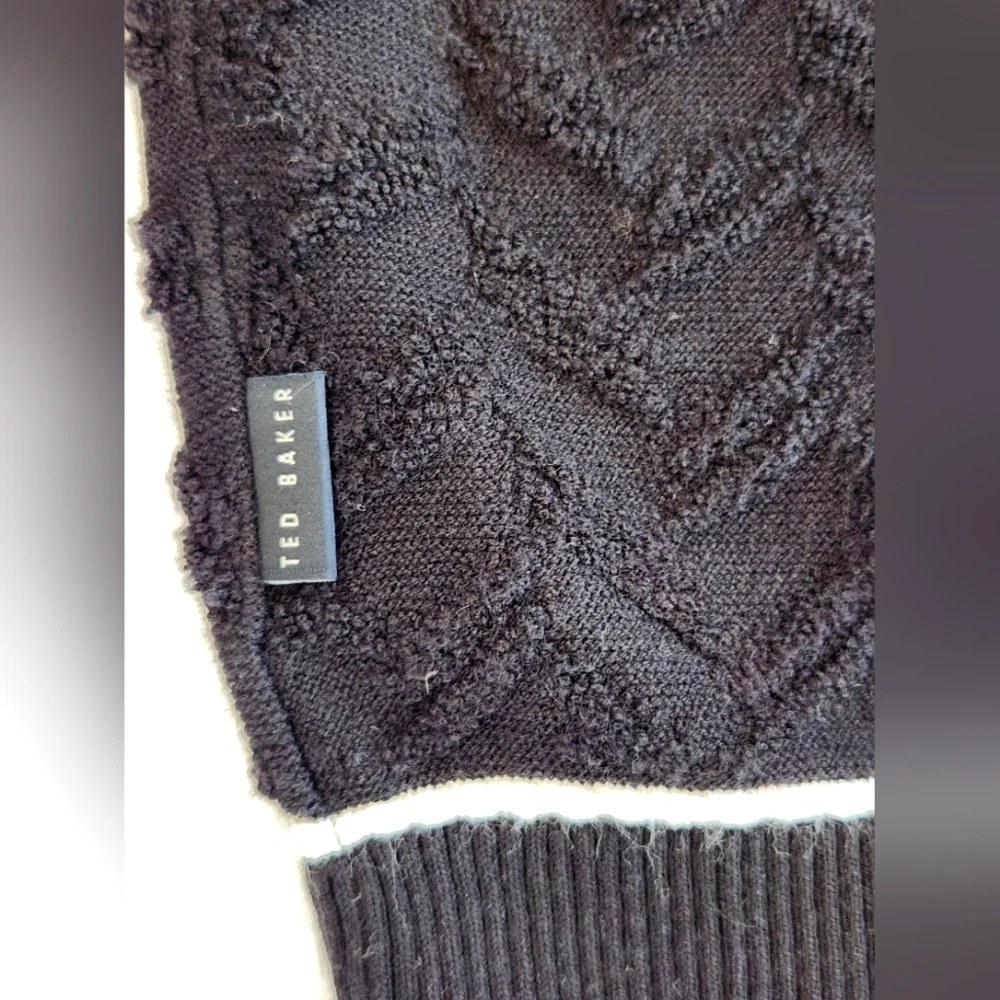 || TED BAKER LONDON || Mens Crewneck Sweater Black White Textured Size Lg